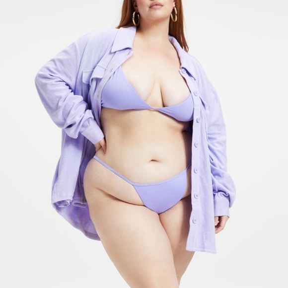 GOOD AMERICAN Oversized Shacket Terry Lavender Purple Big Button Collar OSFM - Picture 11 of 11